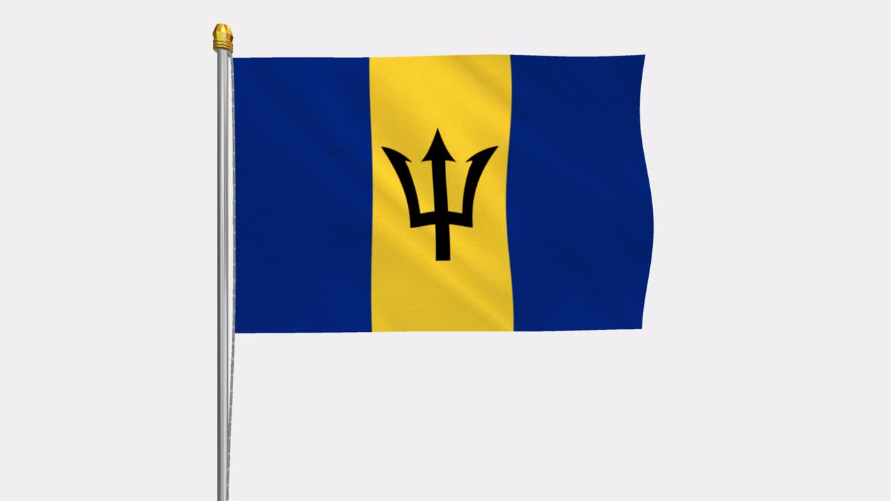 video de bucle de la bandera de barbados revoloteando en el viento, video en cámara lenta de 4k, con canal alfa