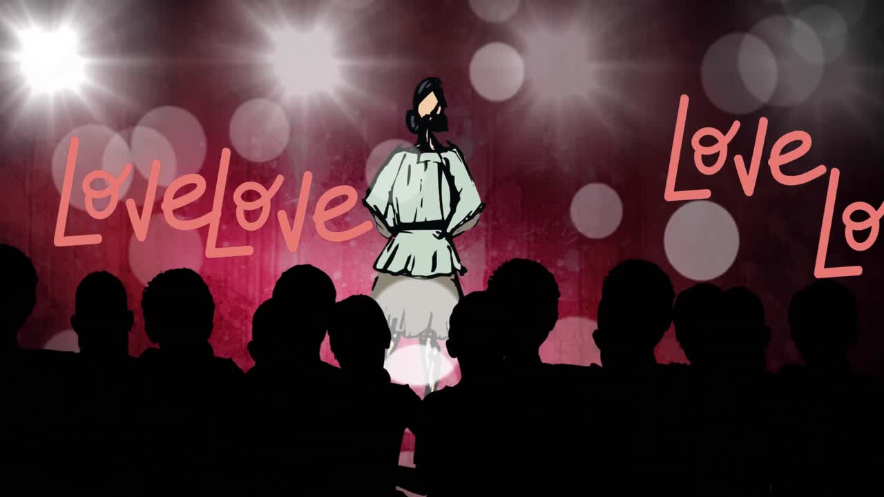 패션 쇼 에서 패션 모델 의 패션 드로잉 의 애니메이션