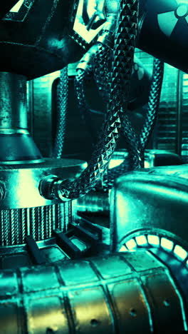 exploring a futuristic laboratory with glowing machinery and ominous atmosphere