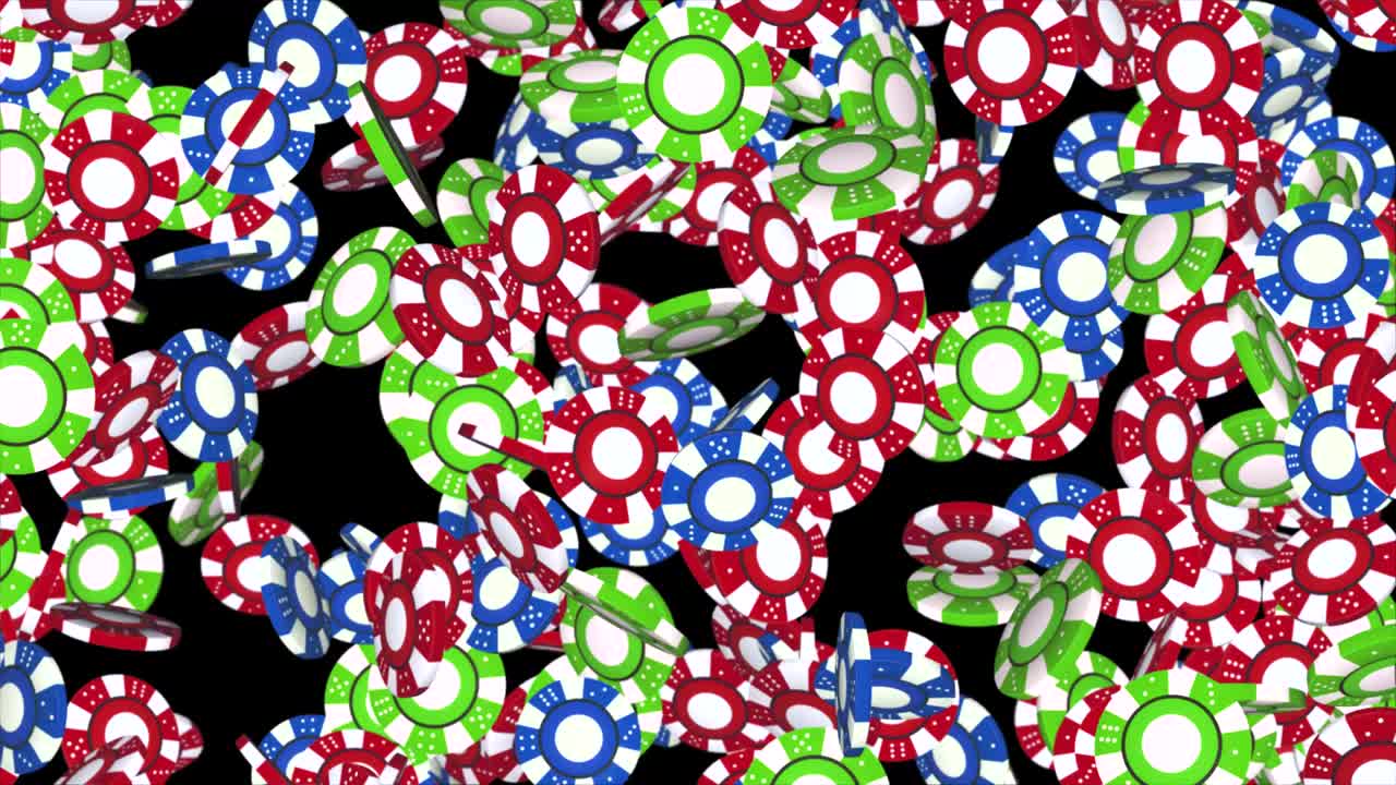 3d casino chips or flying realistic tokens 4K 3D Alpha Green Screen loop Animation.