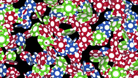 3d casino chips or flying realistic tokens 4k 3d alpha green screen loop animation.