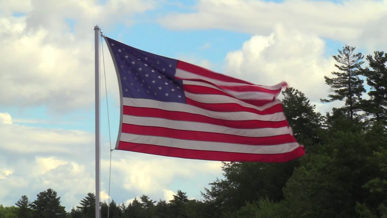 American flag flying in wind