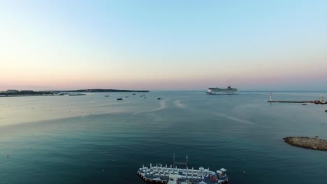 aerial shot flying over the port pierre canto in cannes