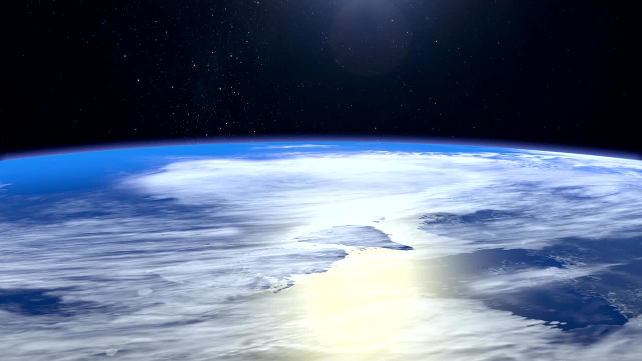 지구 위를 날아다니며 4k 카메라가 앞으로 날아갑니다.