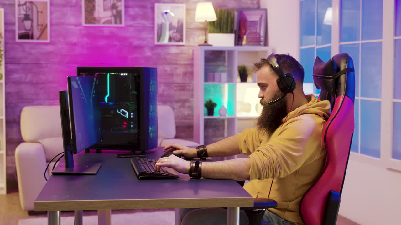 Man playing video games on computer