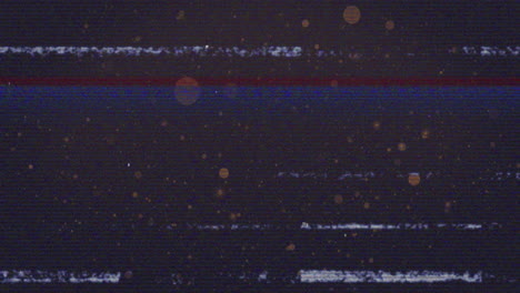 Static interference and glitch effects animation over dark background with blue line