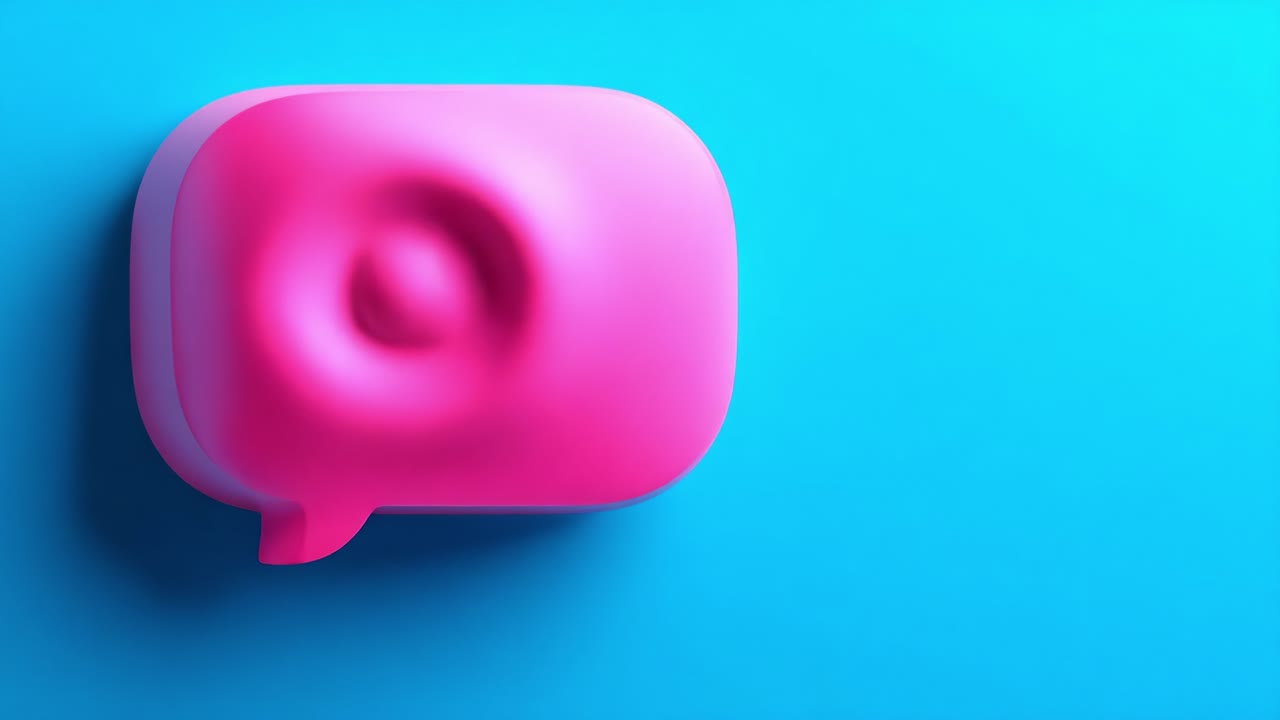 A Vibrant Pink Speech Bubble Set Against a Bright Blue Background, Perfect for Engaging Conversations and Creative Communication Themes in Modern Visual Design