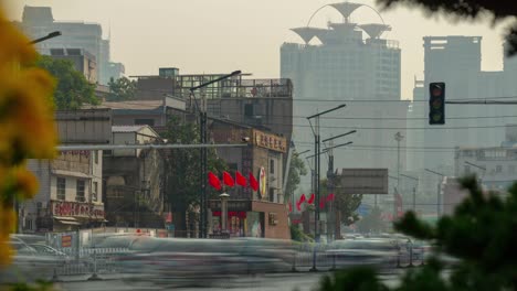 sunset time changsha city traffic street panorama timelapse 4k china