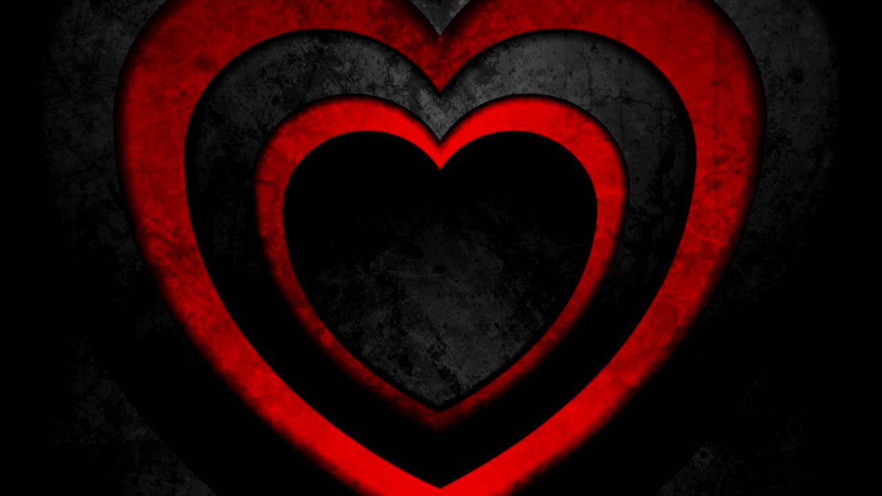 contraste de corazones rojos y negros animación de video grunge