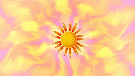 stylized sun with swirling warm-toned abstract background