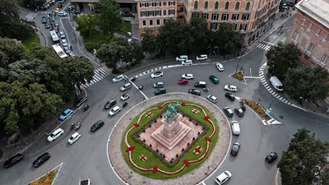 aerial view of a roundabout in genoa, italy