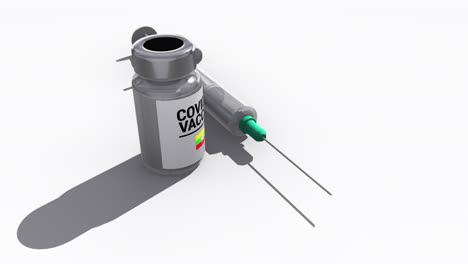 syringe and covid-19 vaccine bottle myanmar