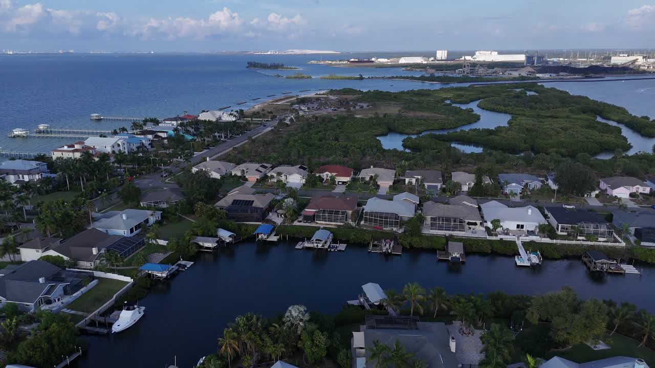 coastal community of Apollo Beach, Florida, power plant and nature perserves on Tampa Bay
