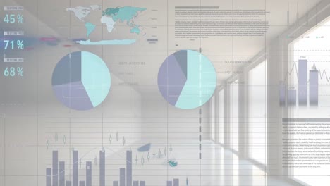 Animación-Del-Procesamiento-De-Datos-Estadísticos-A-Través-De-La-Red-Grid-Contra-Un-Corredor-De-Oficinas-Vacío.