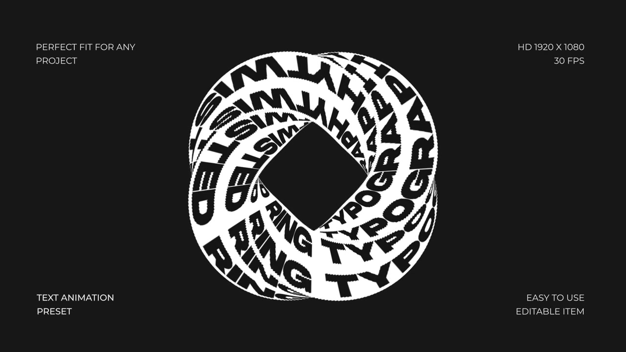 Dynamic 3D Animated Typography with Twisted Rotating Text Forms