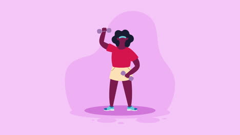 mujer haciendo ejercicio con pesas