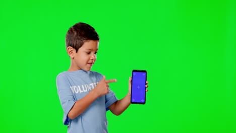 Greenscreen,-Telefon-Und-Freiwilliges-Kind-Zeigen