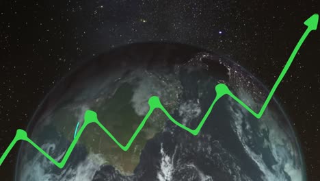 animación del procesamiento de datos con gráfico sobre el globo