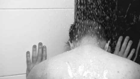 an angry man in a shower