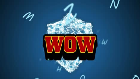 Animation-Von-Wow-Text-über-Sicherheitsschild-Und-Buchstaben