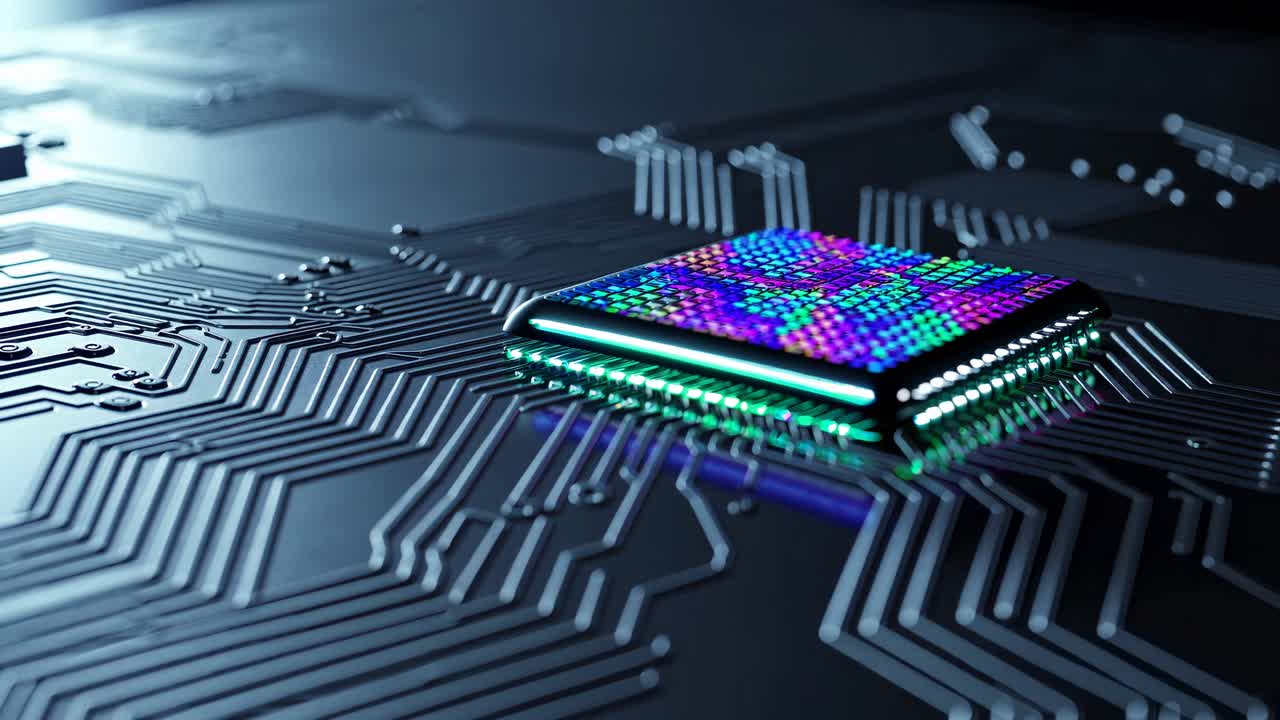 Colorful CPU on Circuit Board