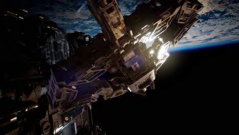 la nave espacial alienígena armada se acerca a la tierra