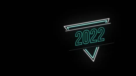 animación de texto de 2022 y formas de neón sobre fondo negro