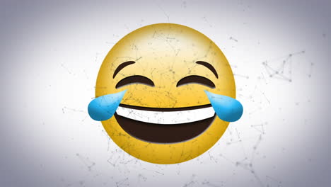 animación del icono de emoji feliz a través de la red de conexiones