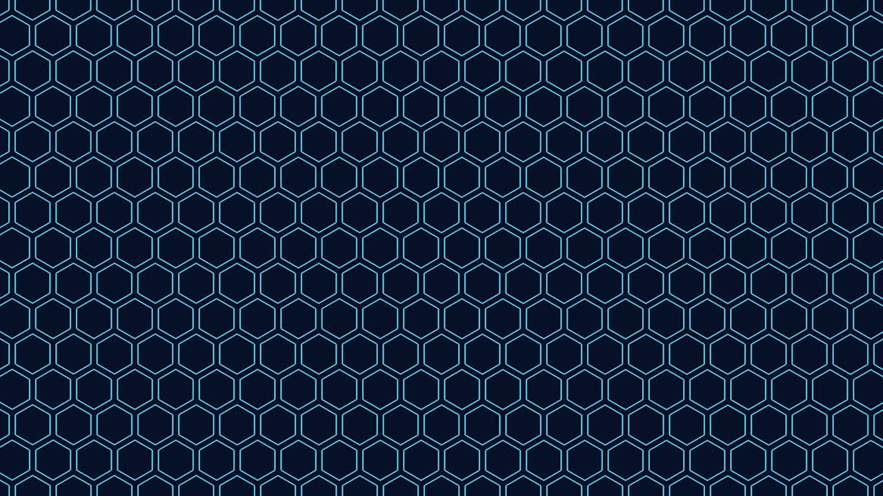 patrón de hexágonos azul neón de movimiento