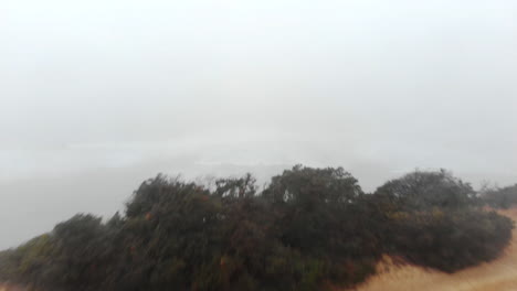 ambiente cambiante durante el día de niebla en la costa con