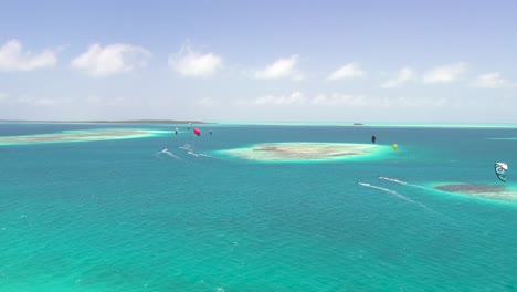 Kite-Surfing-At-Crasqui-Island,-Los-Roques-Archipelago,-Venezuela