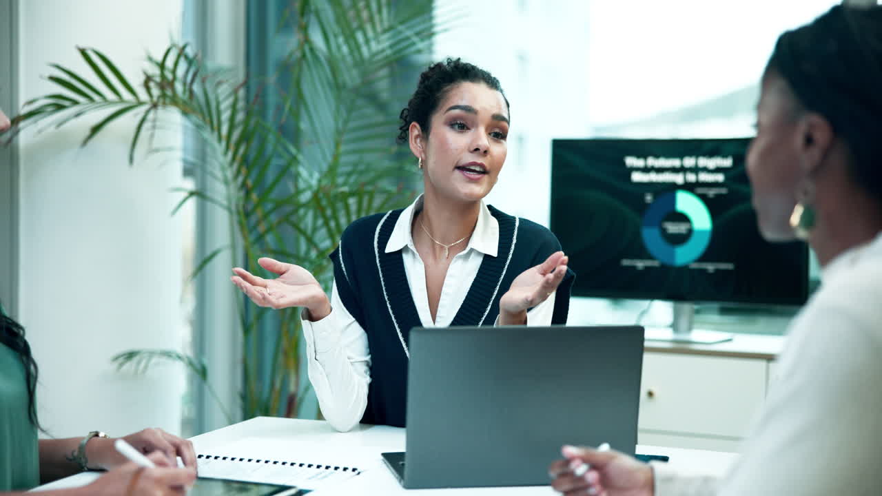 Business meeting with diverse women in a modern office