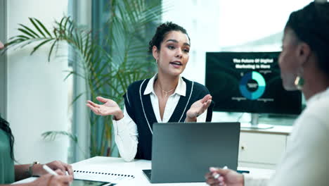 business meeting with diverse women in a modern office
