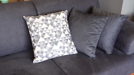 gray sofa with pillows