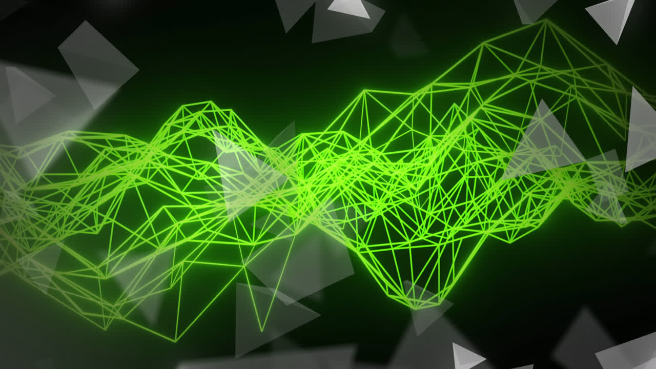 animación de triángulos sobre formas en fondo negro