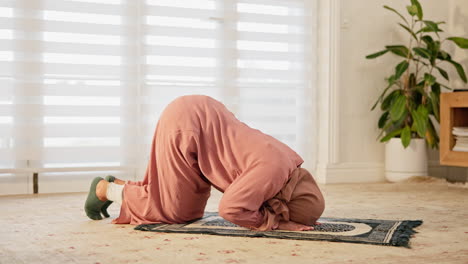 islamic, carpet or woman in prayer for allah