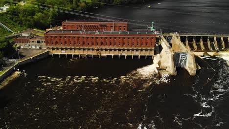 Aerial-slow-motion-view-of-a-hydroelectric-damn-generating-electricity