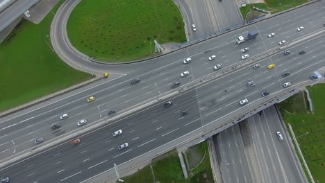 Moscow-city-view-with-traffic-on-intersections-aerial