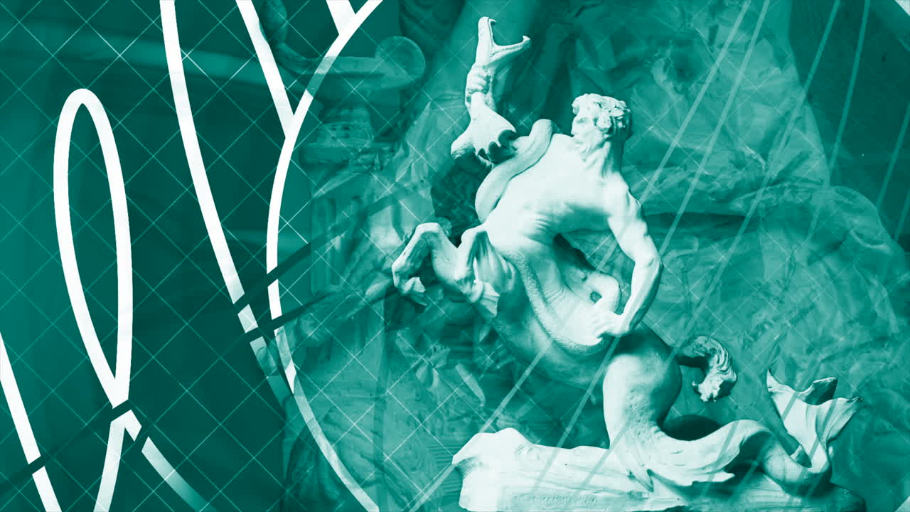 escultura mitológica de un dios del mar