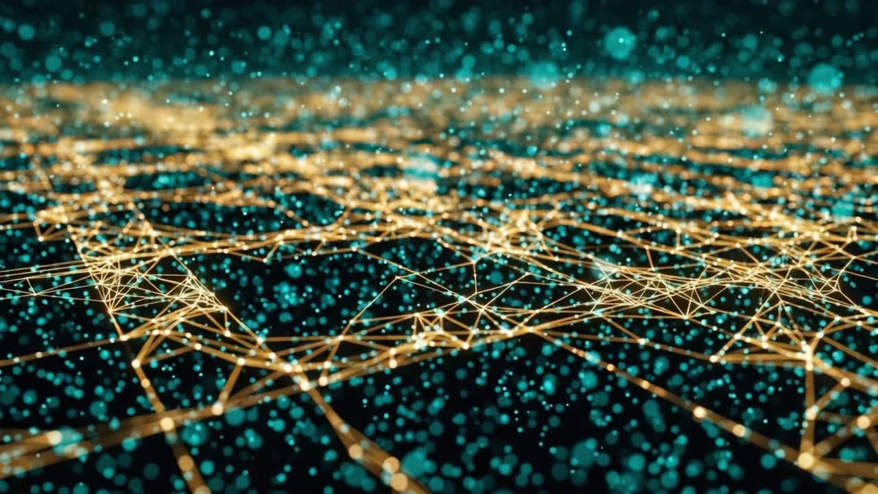 Captivating Visualization of Interconnected Networks and Dots in a Digital Space: An Abstract Exploration of Technology and Connectivity