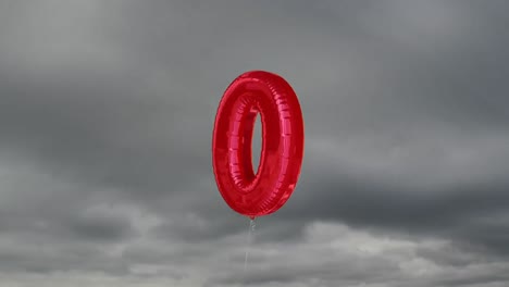 Animation-of-a-number-zero-red-balloon-over-sky-in-the-background.-