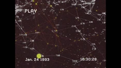 Animation-of-screen-with-constellations-and-numbers-on-black-background