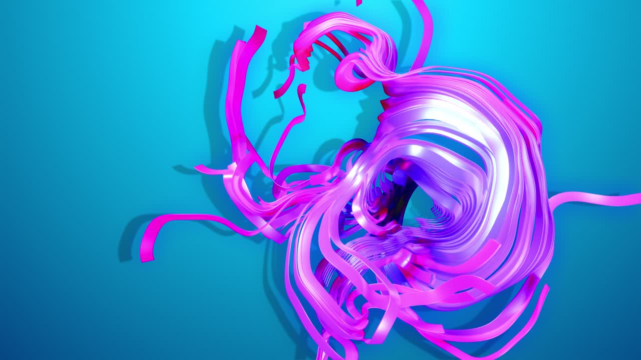 4k abstracto bg con líneas multicolores crecientes como cintas brillantes que forman ruido de rizos. diseño de movimiento 3d creativo colorido bg. luma mate como canal alfa. material de brillo subterráneo. líneas curvas, oropel