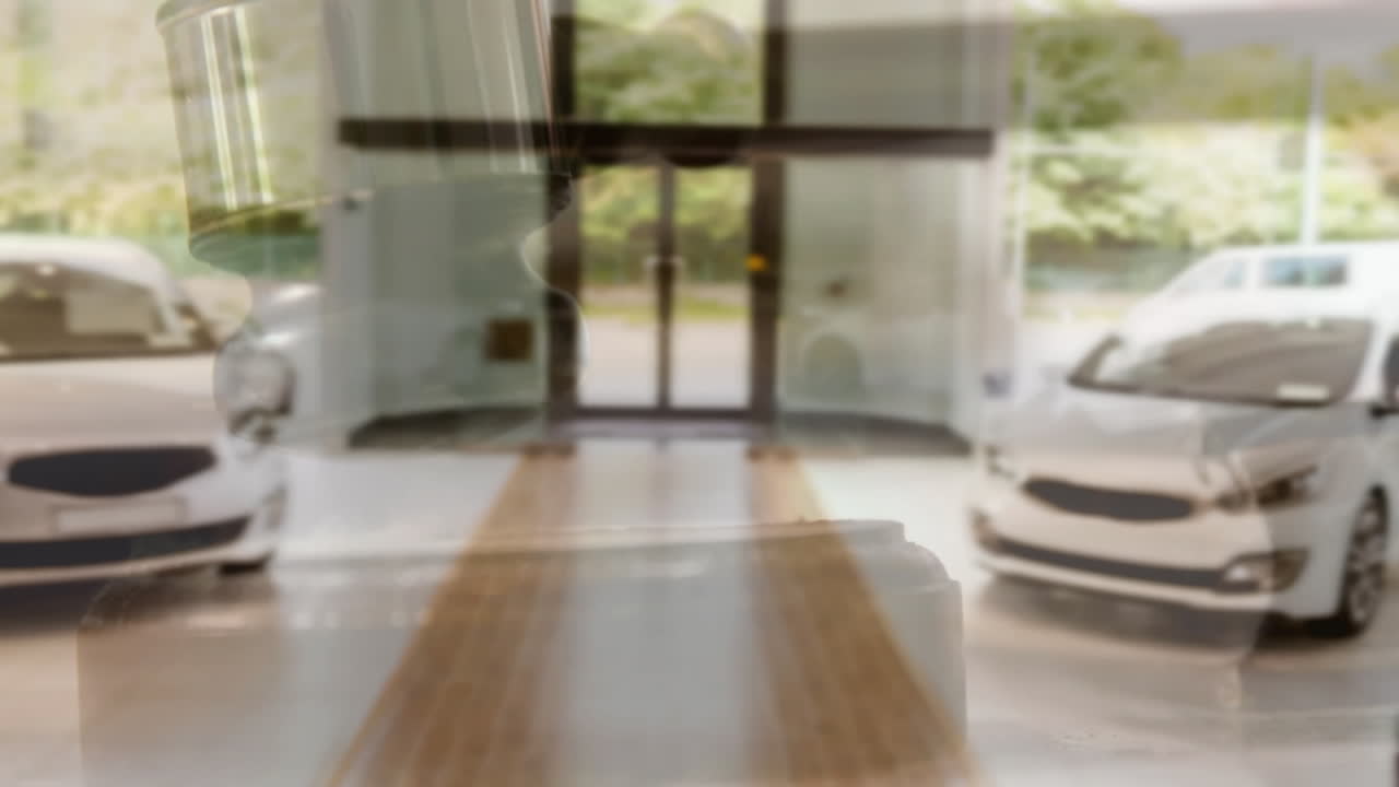 animación digital de los coches mantenidos en la sala de exposición 4k