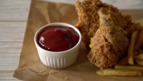 fried chicken with french fries and nuggets