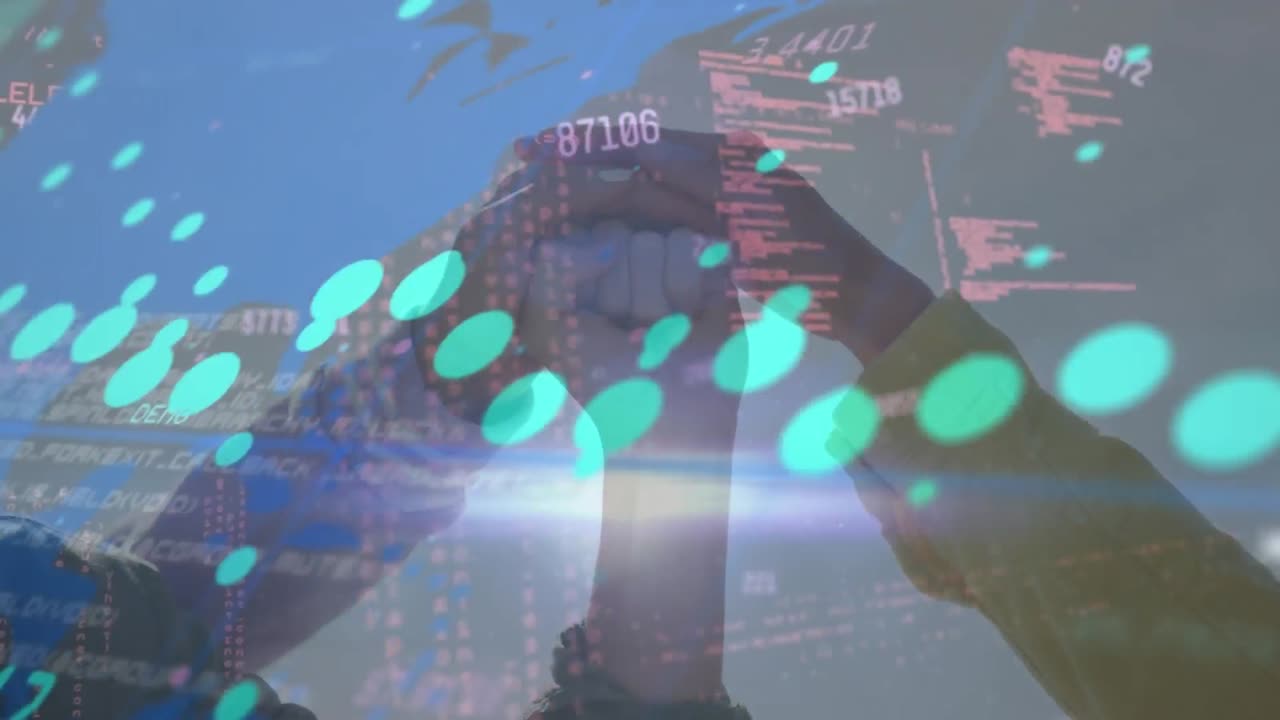 사람들이 손을 는 금융 데이터 처리의 애니메이션