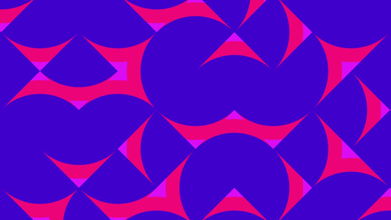 Seamless loop motion graphic animation in bright neon color palette. Geometric animated tiles mosaic in vintage flat style