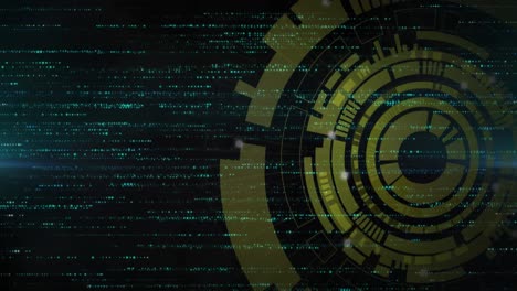 animation of data processing and scope scanning over black background