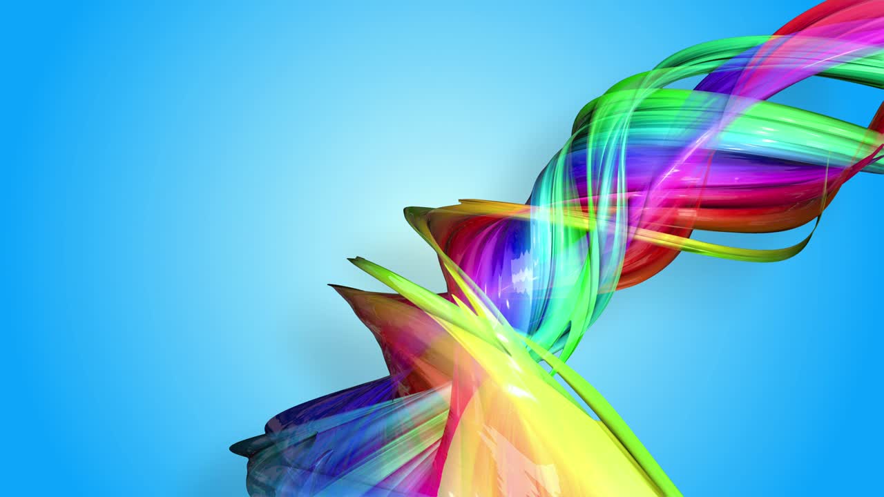 무지개 줄무는 원형으로 움직이고 추상적인 배경으로 휘어집니다.