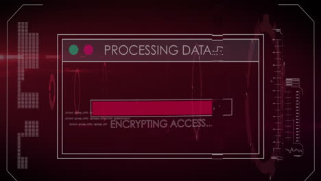Animation of financial data processing and text over scope scanning